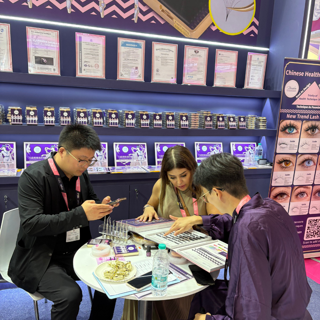 Meeting lash clients at a professional lash exhibition