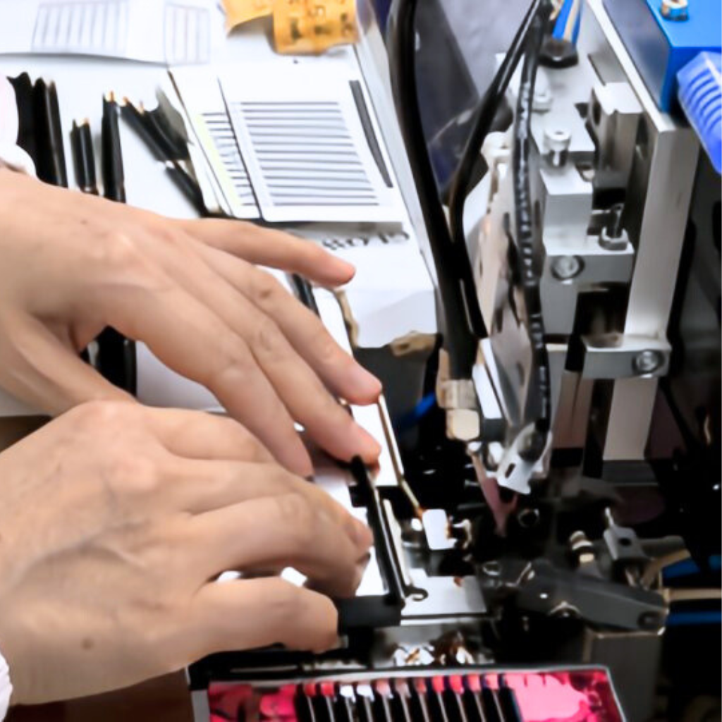factory workers assembling eyelash extensions