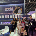 Photo with international lash brand partners at exhibition
