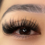 Professional fast fanning lash extension result on model eyes