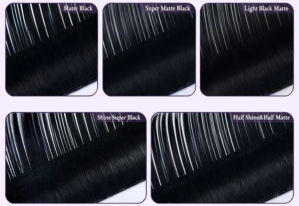 Customizable black and matte lash material options