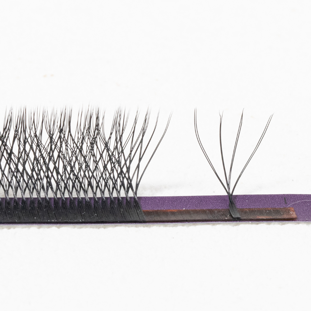 Single W-8P lash strand standing on strip