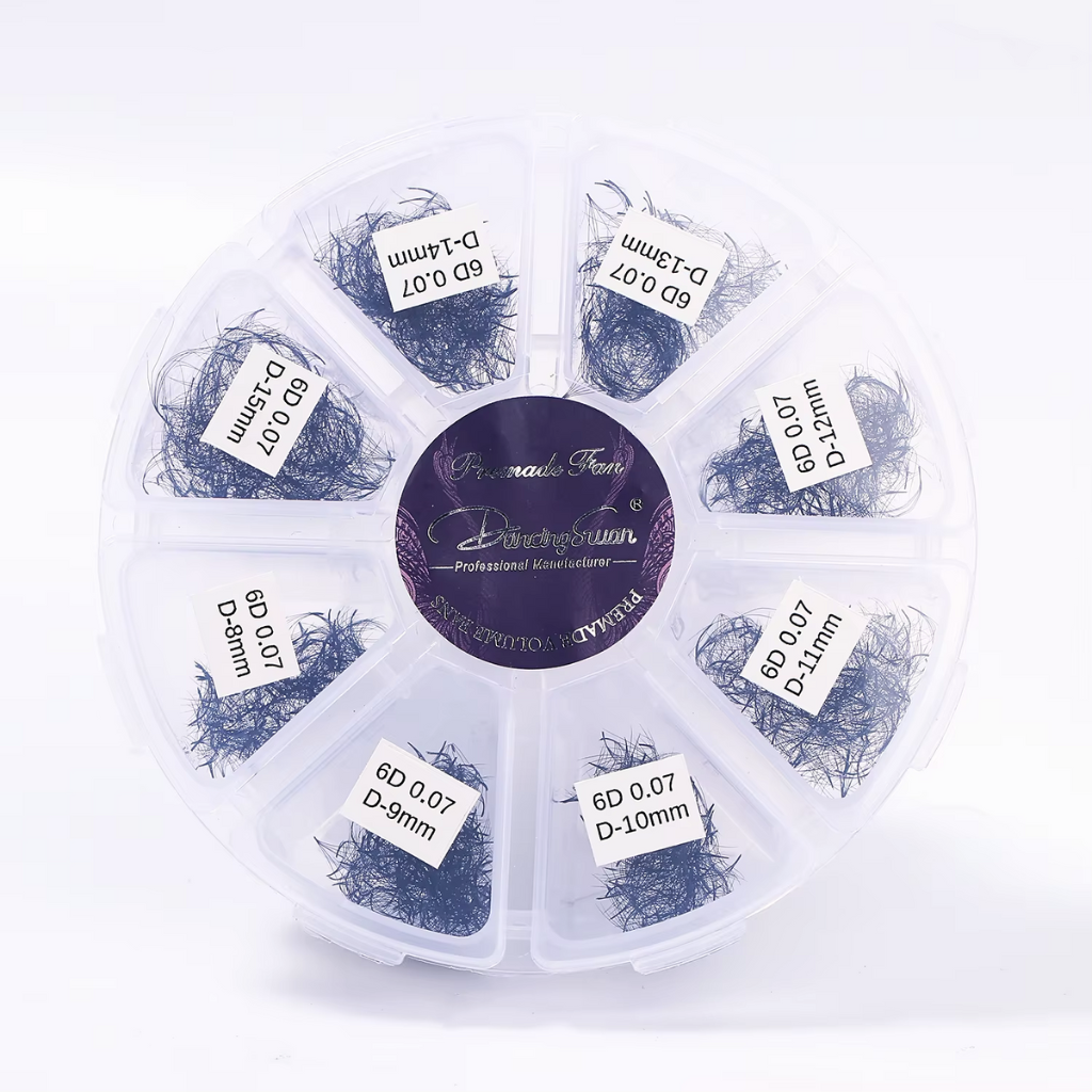 Round case pre-made volume lashes