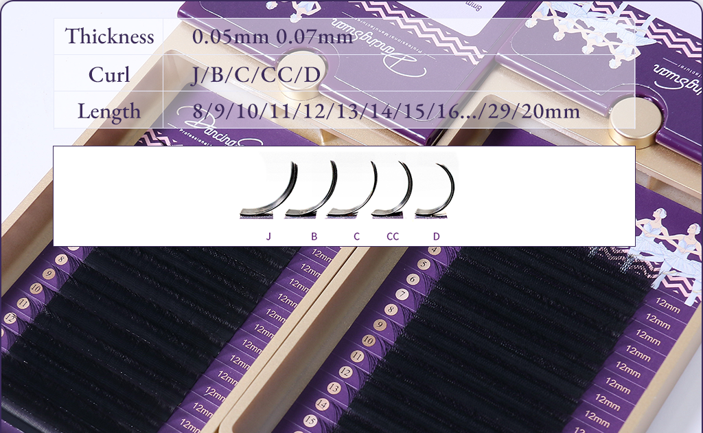 Customizable lash lengths, thicknesses, and curls