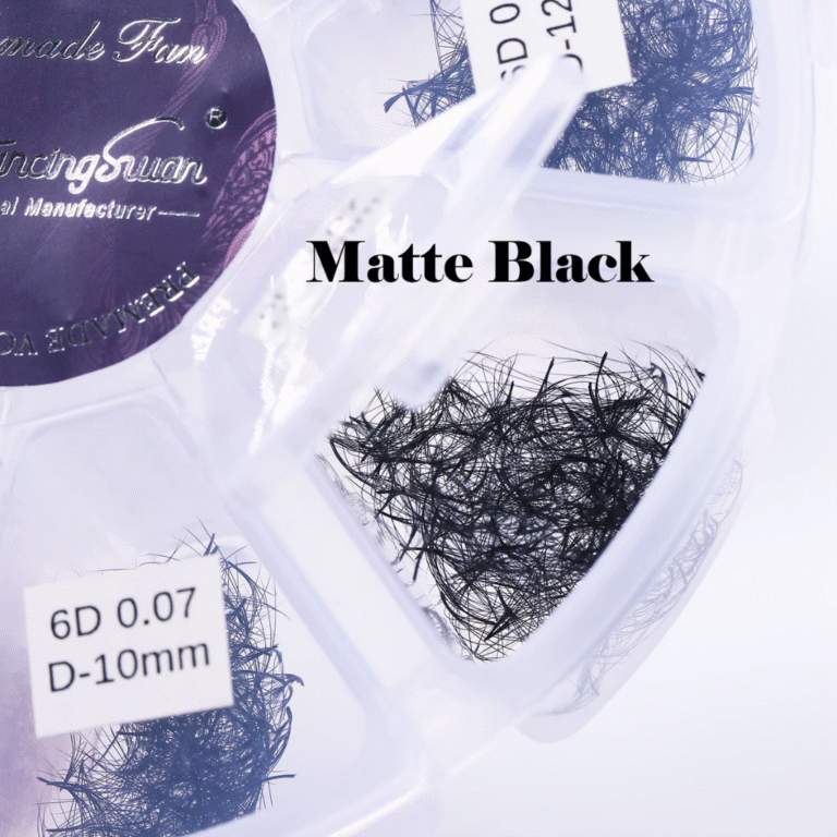 Matte black pre-made volume lash extensions