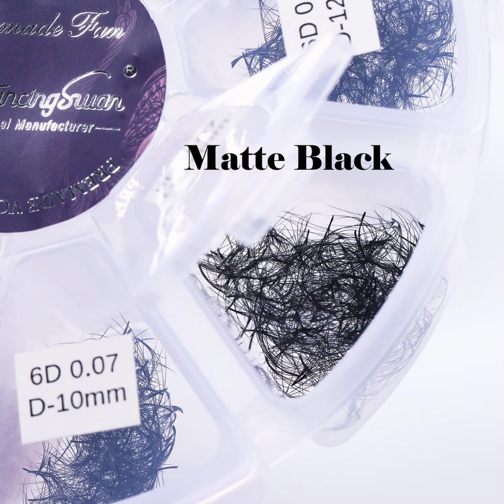 Matte black pre-made volume lash extensions