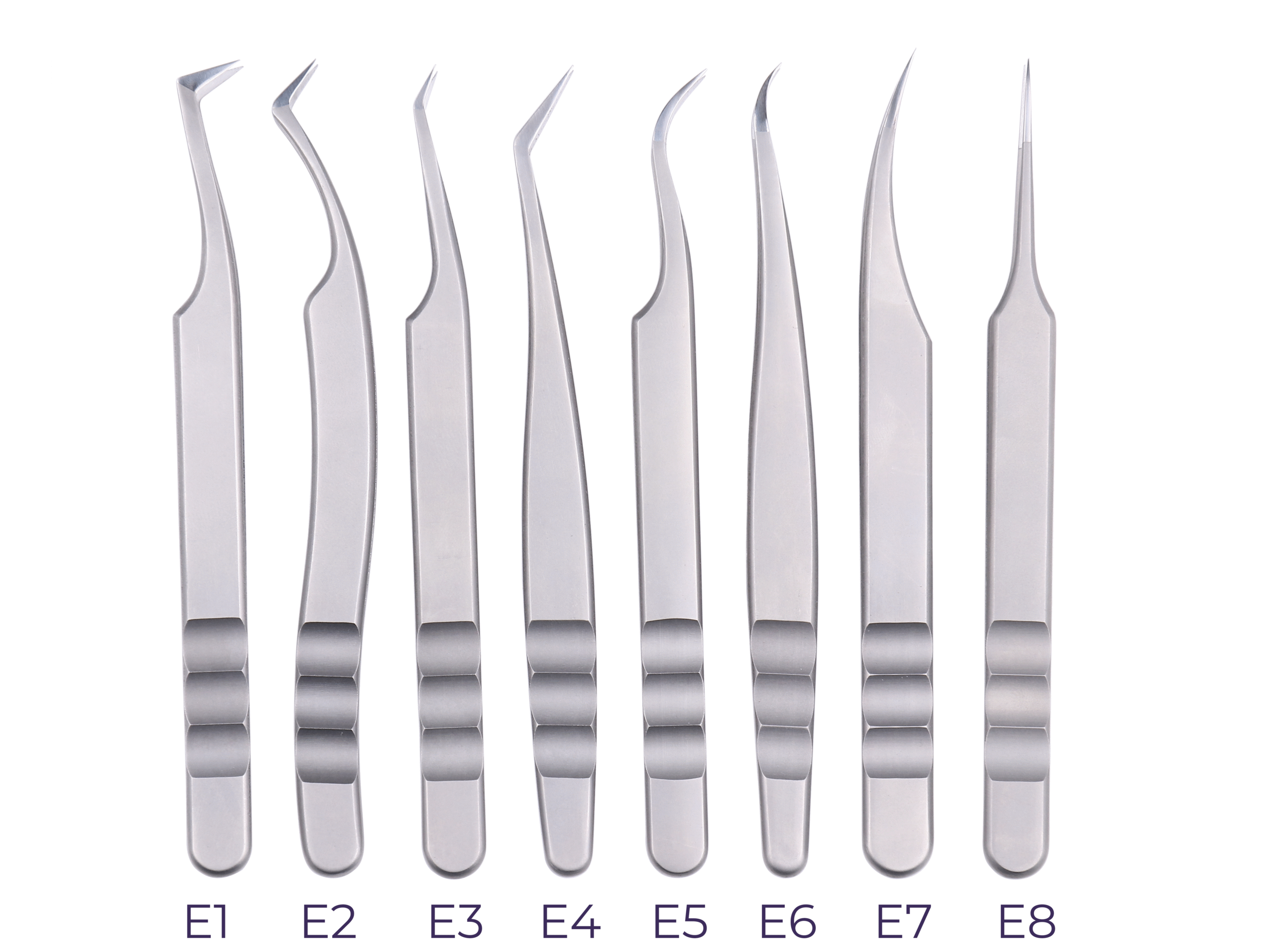 Silver E Series professional lash tweezers