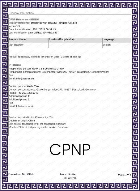 Lash Cleanser CPNP
